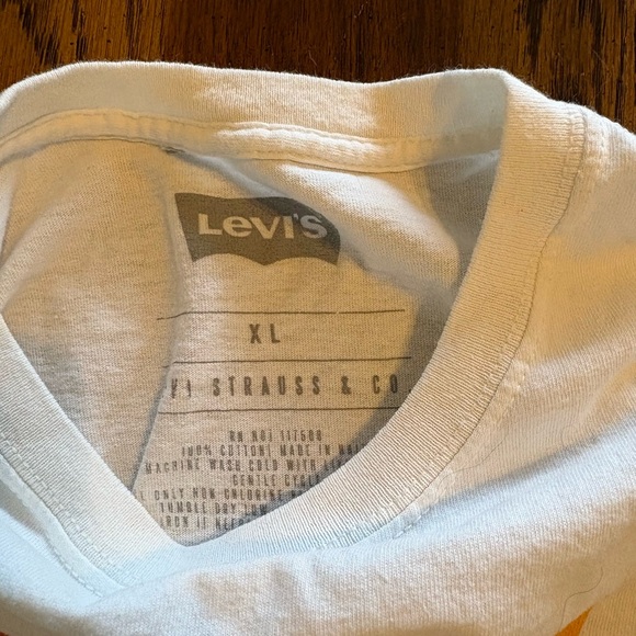 Levi's White Tee with Red and Orange Logo - Picture 3 of 3